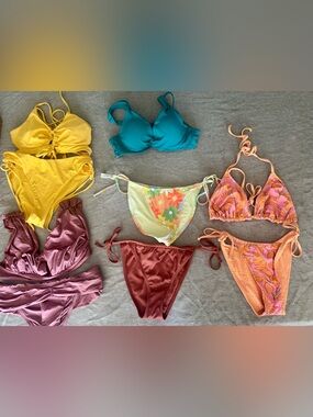 Mixed Women's Bikini Set Lot - Bright Yellow, Teal, Pink & Floral